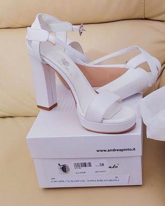 Sandali Sposa in Pelle Bianco Perla - Taglia 38