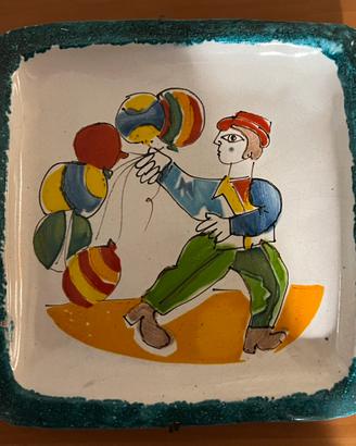 Piatto quadrato in ceramica vintage De Simone