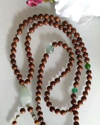 YOGA Mala in legno di sandalo naturale e pietre du