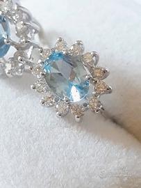 orecchini oro 18Kt con diamanti e acqua marina 