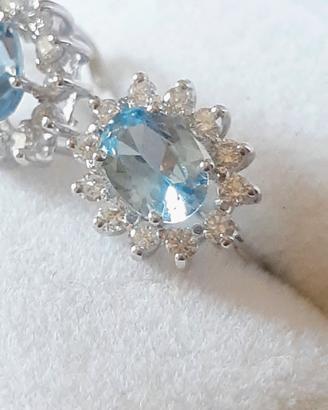 orecchini oro 18Kt con diamanti e acqua marina 