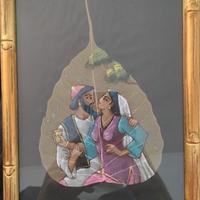 Quadro tradizionale artigianale indiano su foglia 