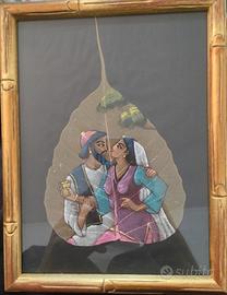 Quadro tradizionale artigianale indiano su foglia 