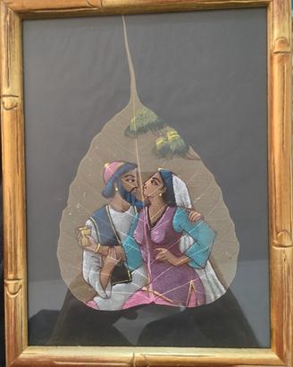 Quadro tradizionale artigianale indiano su foglia 