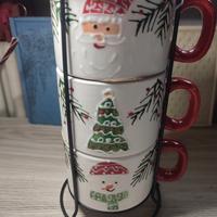 Set tre tazze impilabili con supporto 