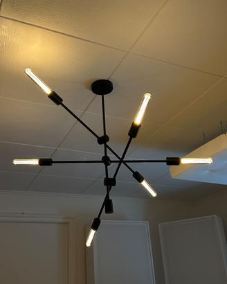 Lampadario Sputnik 6 luci Nero in metallo vintage