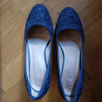 Scarpe blu donna 38 con pizzo macramè