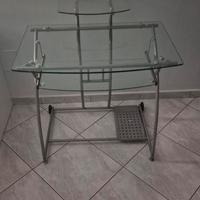 scrivania porta pc in vetro
