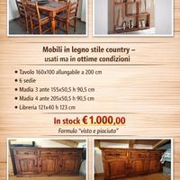 tavolo e sedie,libreria, madie