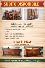 tavolo e sedie,libreria, madie