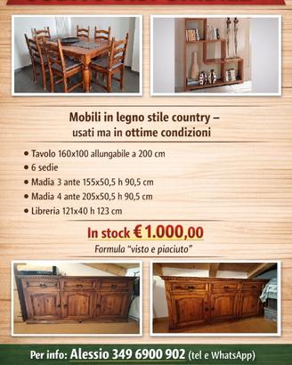 tavolo e sedie,libreria, madie