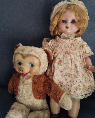 Bambola anni 50 e Coniglio Rubber Toy