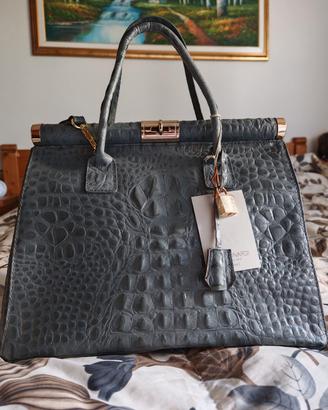 Borsa in vera pelle stampa cocco 