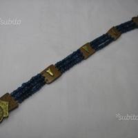 Cintura etnica in cuoio e perle di vetro