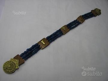 Cintura etnica in cuoio e perle di vetro