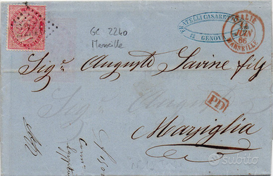 Italia Regno 1866 - Lettera Genova→Marsiglia 40c.