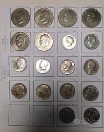 Lotto 18 Monete USA con 4 pezzi in ARGENTO. 