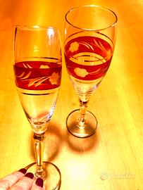 Quattro eleganti biccheri d’epoca bordeaux oro