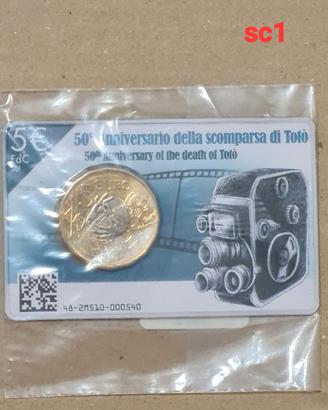 5 euro moneta morte di totò collezione vintage ret