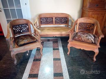Panca e sedie in teak indonesiano