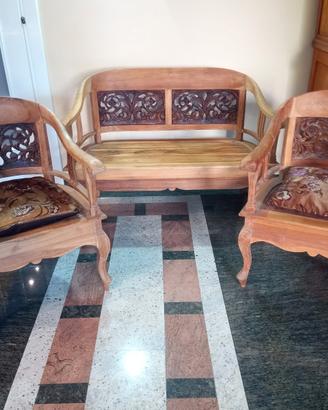 Panca e sedie in teak indonesiano