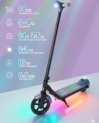Monopattino Elettrico per Bambini – Luci LED,l