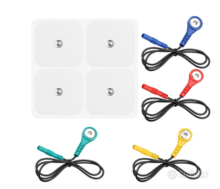 Set Elettrodi TENS 5x5 cm + 4 Adattatori Cavi Colo