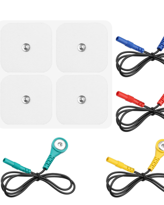 Set Elettrodi TENS 5x5 cm + 4 Adattatori Cavi Colo