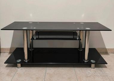 Mobile porta TV in vetro temperato nero