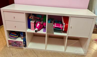Scaffale IKEA KALLAX bianco con anta e cassetti