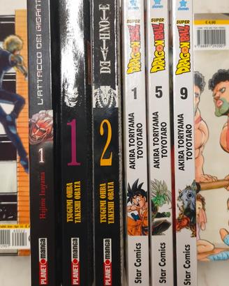 Manga L'attacco dei Giganti/Death Note/Dragon Ball