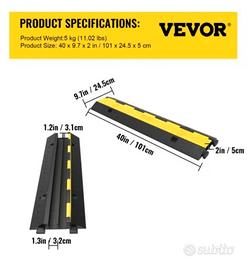 VEVOR Canalina Passacavi Pedane Passacavo 3 Pezzi