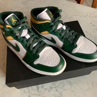Air Jordan 1 Mid Sonics Green Yellow White tg43