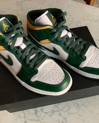Air Jordan 1 Mid Sonics Green Yellow White tg43
