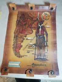 ARGENTINA, MAPPA IN CUOIO