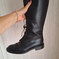 stivali alti in vera pelle nera numero 37 comodi