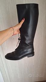 stivali alti in vera pelle nera numero 37 comodi