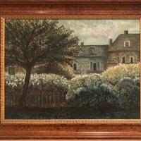 Quadro ad olio impressionista soggetto di campagna