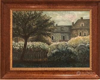 Quadro ad olio impressionista soggetto di campagna