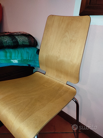 Sedia in acciaio e multistrato in legno di betulla