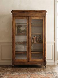 Vetrina libreria vintage in rovere massello
