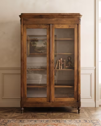 Vetrina libreria vintage in rovere massello