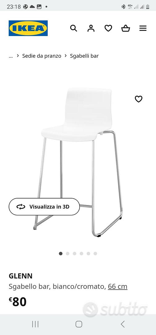 GLENN Sgabello bar, bianco, cromato, 66 cm - IKEA Italia