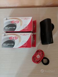 Set ricambio bici due camere d'aria, faro e luce