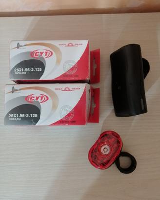 Set ricambio bici due camere d'aria, faro e luce