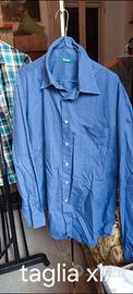Camicia uomo maniche lunghe Benetton blu