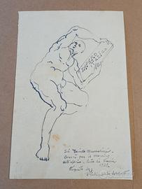 Disegno o schizzo a penna con dedica.