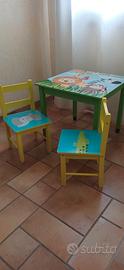 Tavolino con due sedie per bambini
