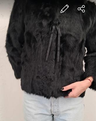 giacca pelliccia nera 