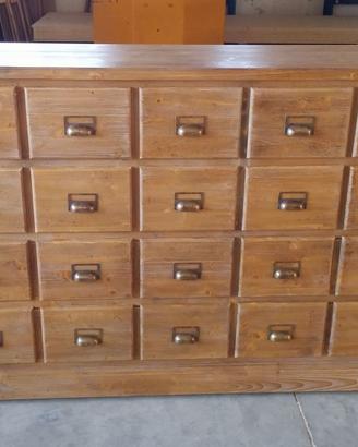 cassettiera in abete nuovo lucidata 14 cassetti